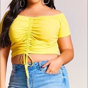 3/$20 Plus Size Forever 21 Yellow Ruched Crop Top